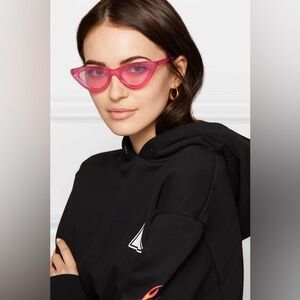 LE SPECS x ADAM SELMAN THE LAST LOLITA SUNGLASSES - CRYSTAL HOT PINK CAT EYE